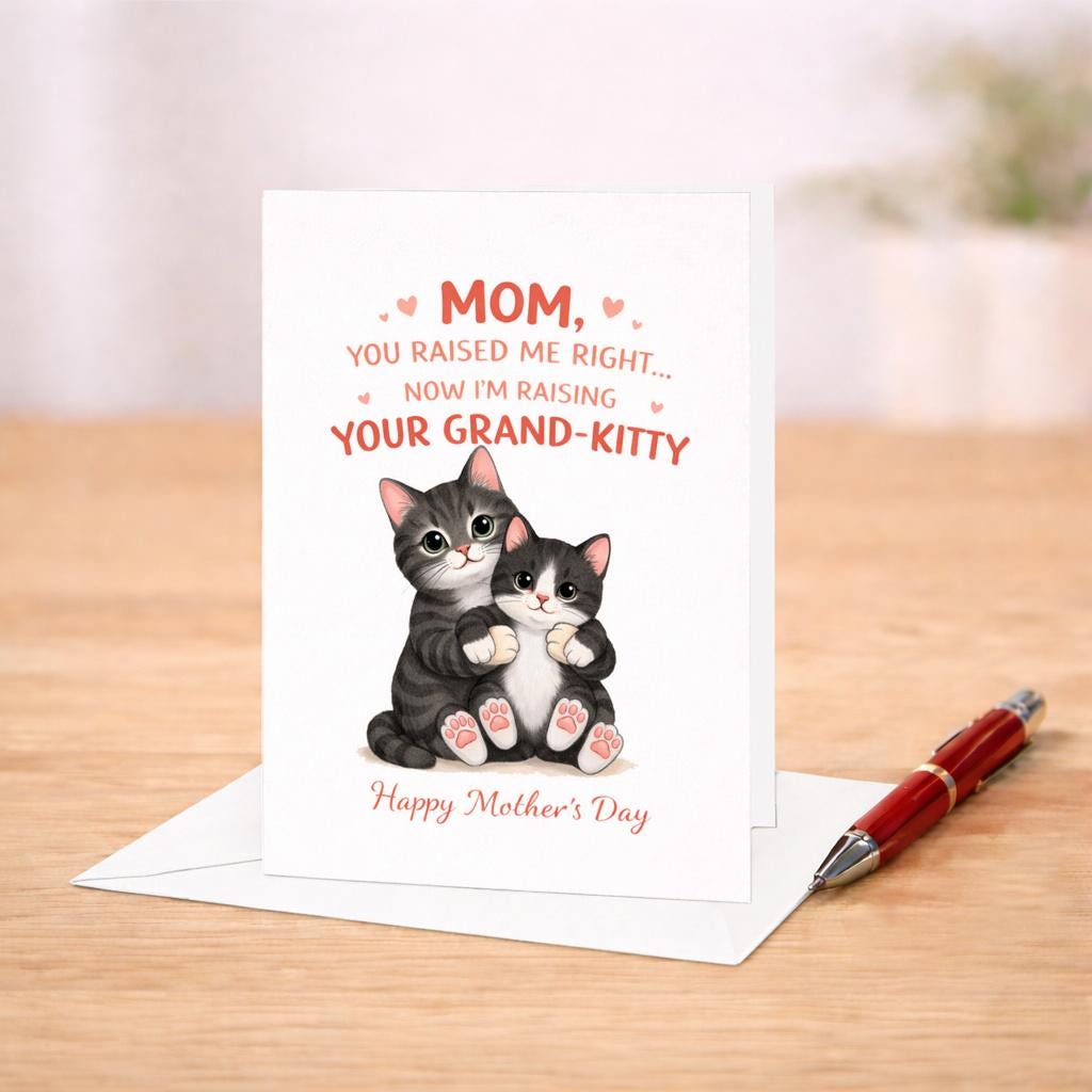 Cat Mom Mother’s Day Card Grand Kitty Card Funny Cat Mom Gift Cute ...