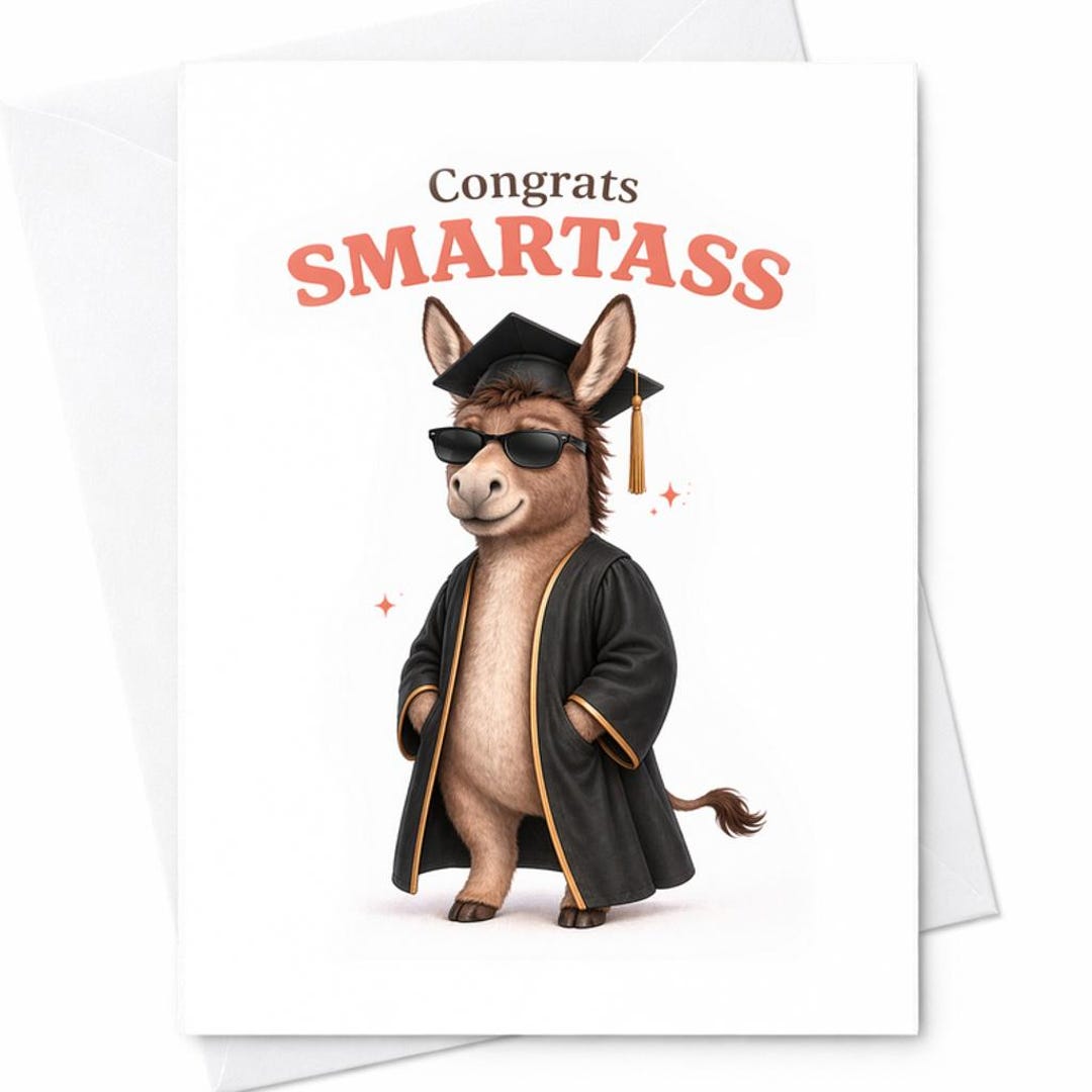 Congrats Smartass Funny Graduation Card Donkey Graduate Card Humorous ...
