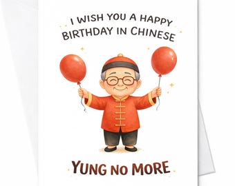Grappige verjaardagskaart Yung No More Chinese woordspelingkaart Leuke verjaardagskaart Grappige verjaardagskaart met humor voor volwassenen Uniek verjaardagscadeau idee C616