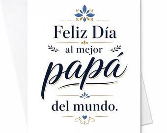 Spaanse vaderdagkaart Feliz Dia Al Mejor Papa del Mundo-kaart voor vader van kinderen echtgenoot vader waarderingskaart C1249