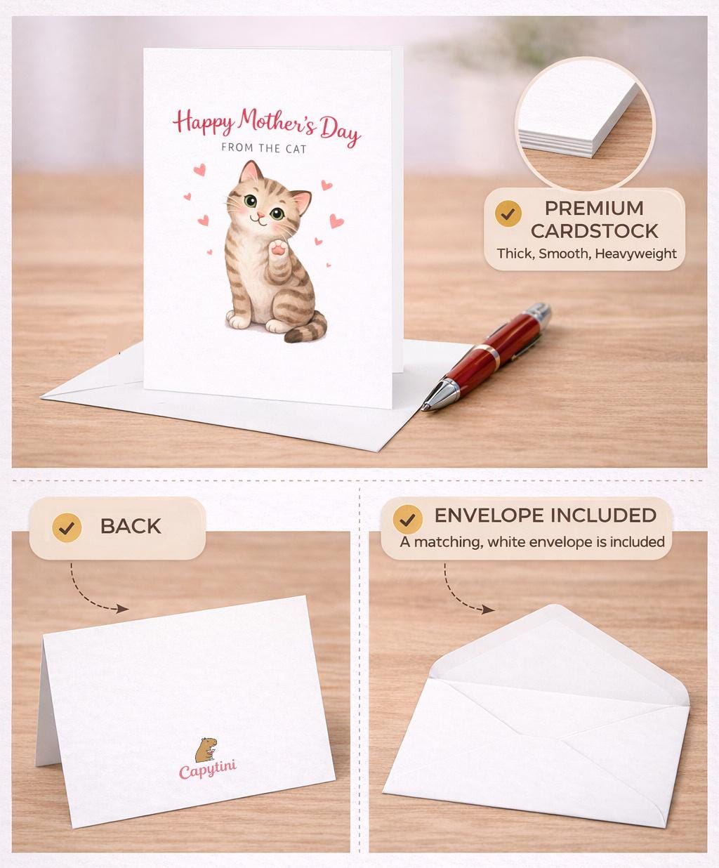 Happy Mothers Day From the Cat Cute Cat Card Funny Cat Mom Gift Pet ...
