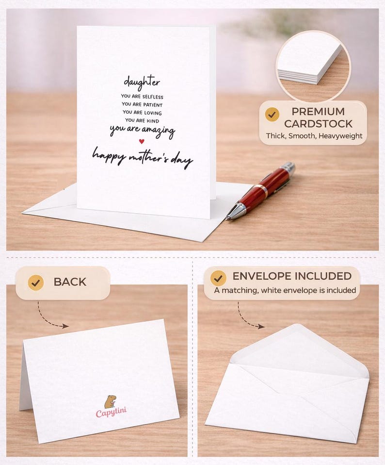 Daughter Mother's Day Card From Mom Dad Sweet Mother's Day Card for ...