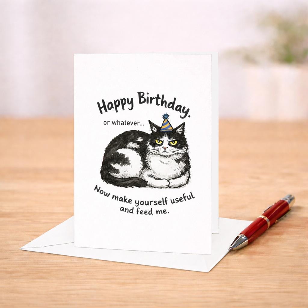 Grumpy Cat Birthday Card Funny Cat Birthday Card Sarcastic Birthday ...
