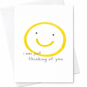 I Was Just Thinking Of You Funny Card Cute Smile Face Card Thinking Of You Card Minimalist Humor Card Friendship Card C153