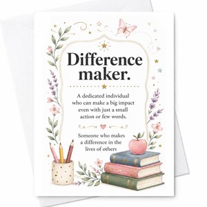 Tarjeta de felicitación inspiradora "Marcador de la diferencia" Tarjeta de agradecimiento individual dedicada Tarjeta de agradecimiento para profesores y mentores Regalo impactante C2264