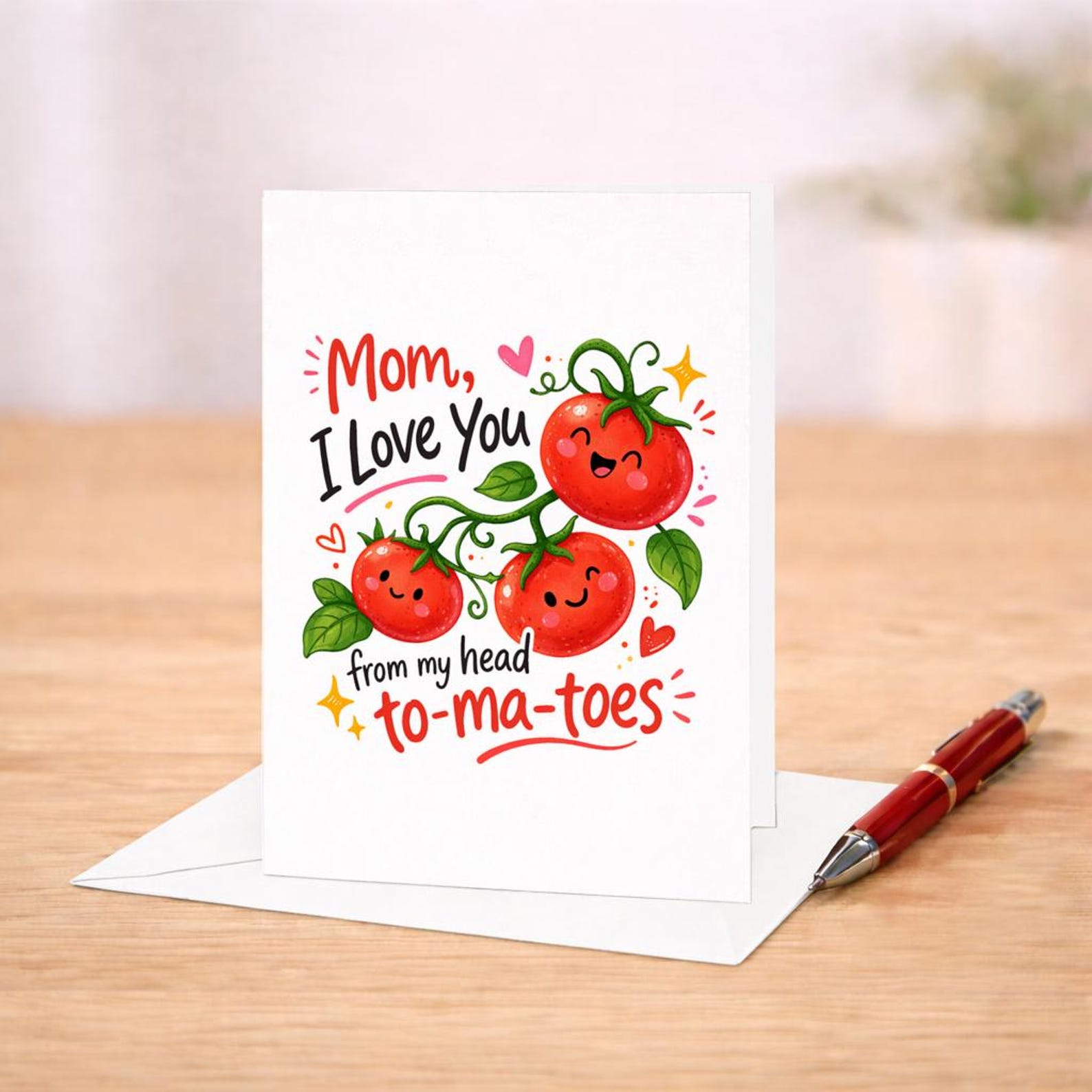 Tomatoes Pun Mom Card I Love You From My Head To-ma-toes Cute Funny ...