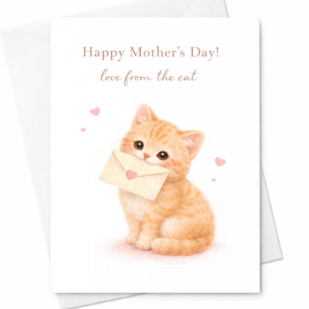 Happy Mother’s Day Card Love From the Cat Cute Kitten Card Cat Mom Gift ...