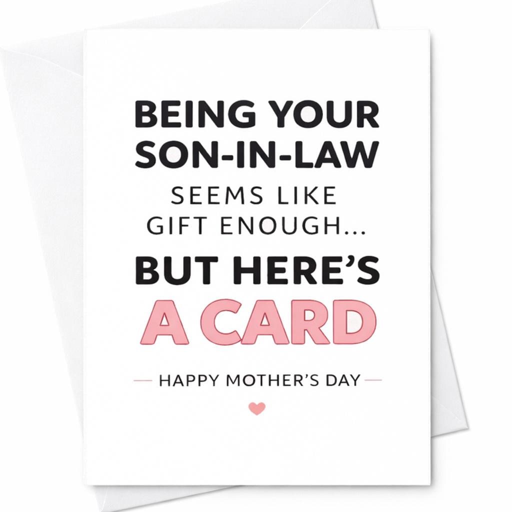 Funny Mother's Day Card From Son In Law Humor Card Sarcastic Mom Gift Card In Law Joke Card Mother In Law Gift Idea C449