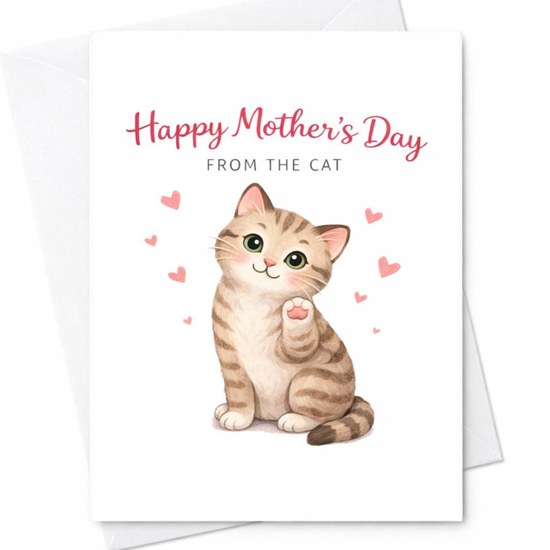 Happy Mothers Day From the Cat Cute Cat Card Funny Cat Mom Gift Pet ...