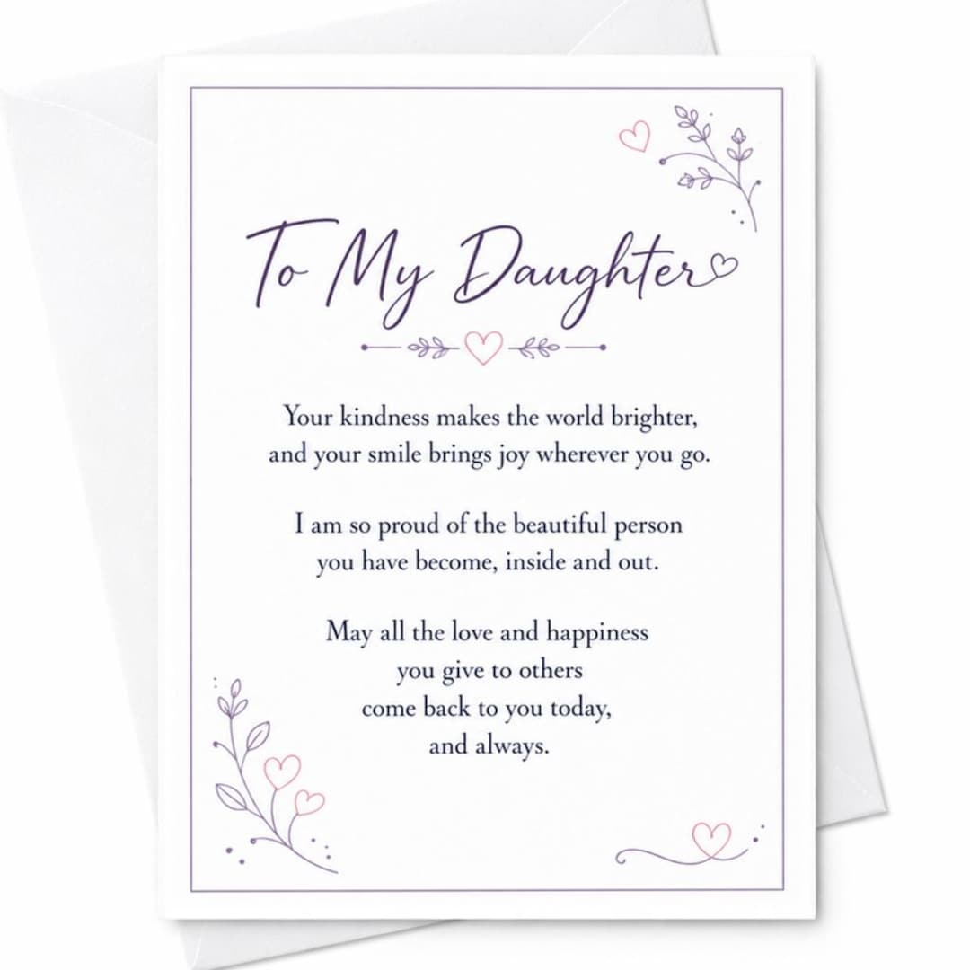 To My Daughter Sentimental Greeting Card Birthday Card Sweet Message ...