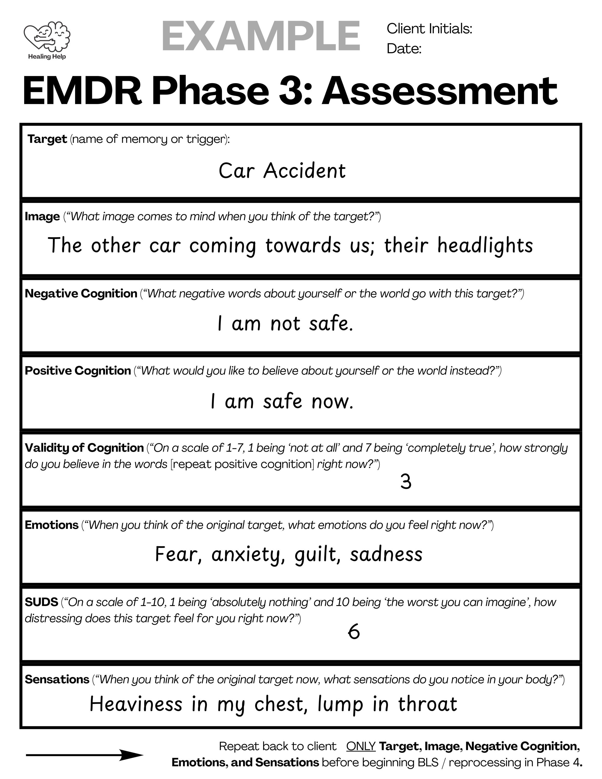 EMDR Phase 3 Note Template - Etsy