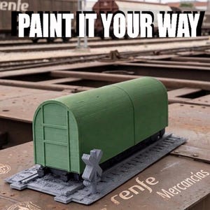 Freight Train Wagon Miniature for Painting – Graffiti Train Model – Urban Diorama – Wargaming Terrain – 3D Printed Railcar – Unpainted