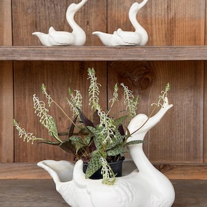 Set di vasi vintage Hull Pottery a forma di cigno – Ciotola grande con due mini cigni, prodotto negli Stati Uniti.