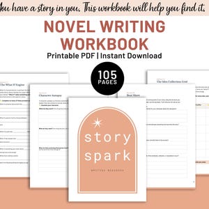 Cuaderno de escritura de novelas / PDF imprimible de 105 páginas / Planificador de escritura creativa / Ejercicios de trama, personajes y diálogos / Regalo para escritores