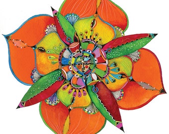 Whimsical Flower in Orange