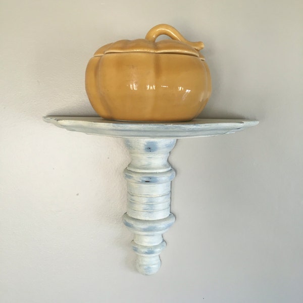 Hand-painted Wall Shelf in White and Blue