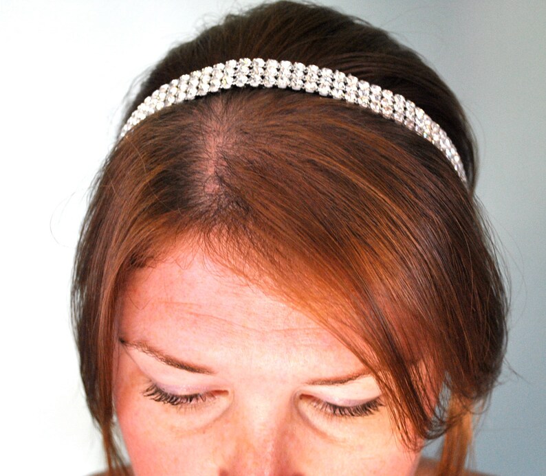 Navy Blue and Rhinestone Ribbon Headband Etsy