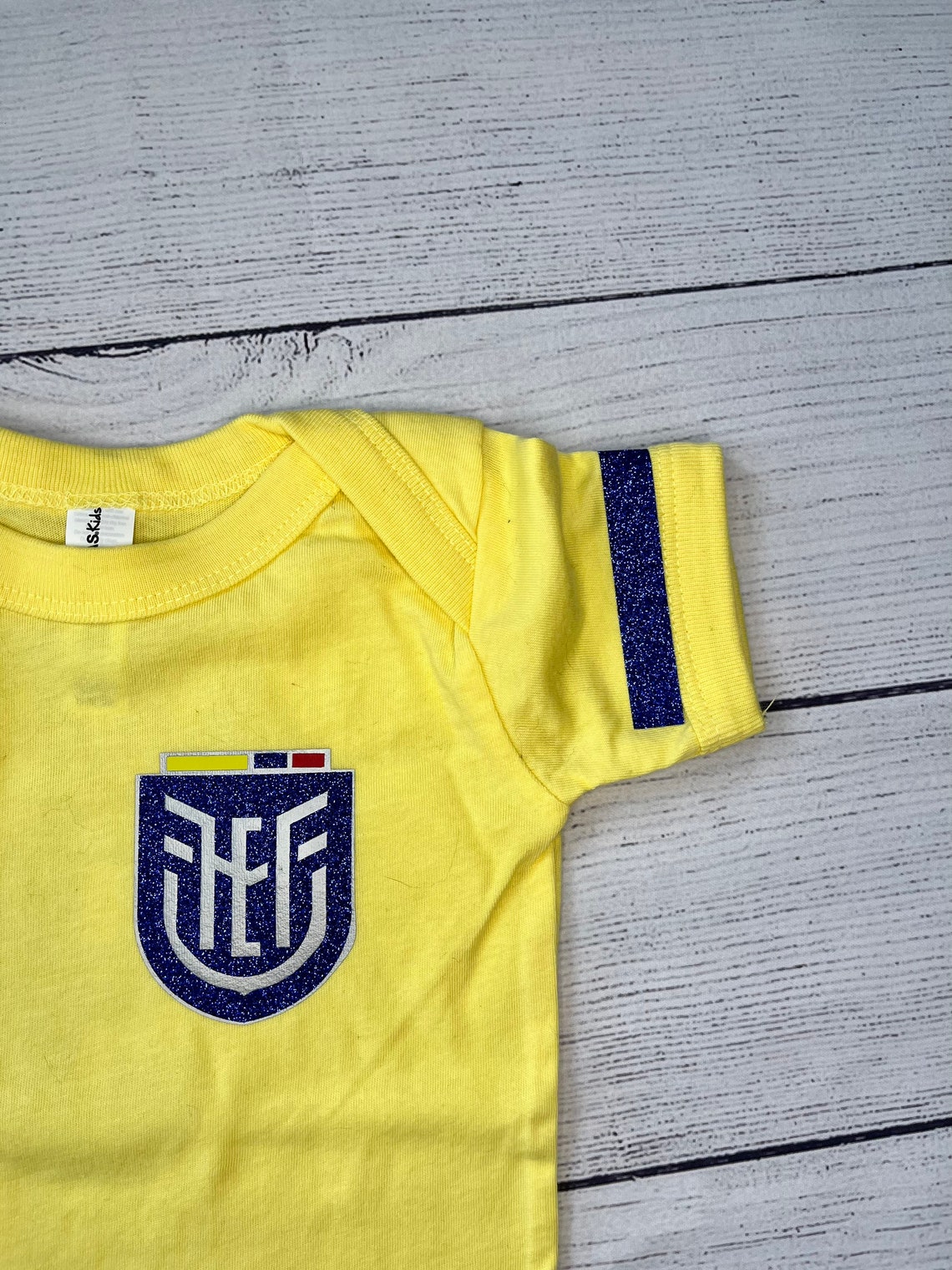 Personalized Baby Ecuador Soccer Jersey Baby Bodysuit Pajama by Bella