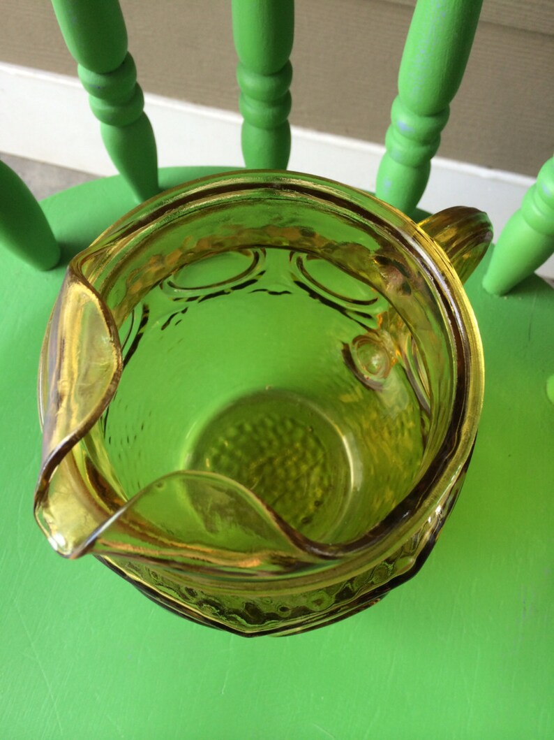 Vintage Amber Glass Thumbprint Pitcher Etsy