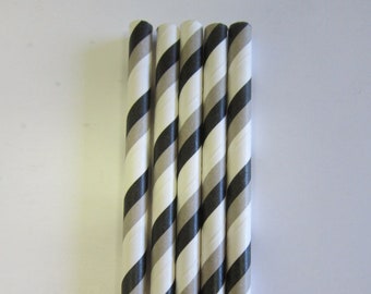 Black ~ Gray ~ Paper Straws ~ Double Stripe Straws ~ Cocktail Straws ~ Drinking Straws