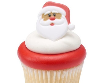 Santa Claus ~ Cupcake Toppers ~ Santa Rings ~ Dessert Toppers ~ Cupcake Rings