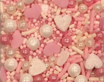 Heart Sprinkles ~ Pink White Heart ~ Valentine Sprinkles