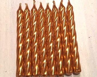 Gold / Messing Spiralkerzen ~ Metallic Geburtstagskerzen ~ 20er Set