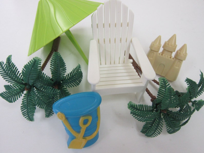 Beach Chair Umbrella Cake Topper Set 6 Piece Set Etsy