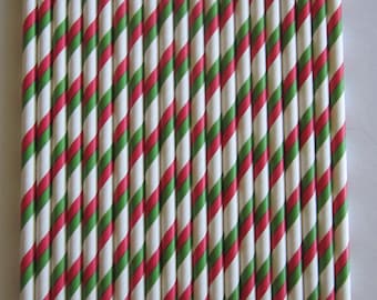 red & Green Straws ~ Paper Straws ~ Drinking traws ~ Cocktail Straws