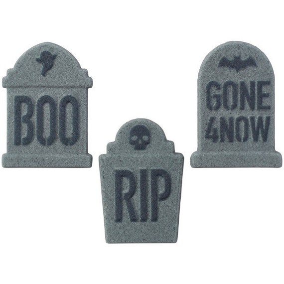 Tombstone Sugar Candy ~ Sugar Decorarions ~ Donuts Toppers ~ Cupcake Toppers ~ Graveyard Toppers Il_570xn
