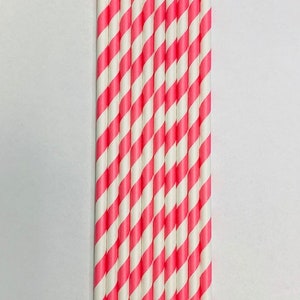 Hot Pink Paper Straw Drinking Straws Party Straw image 1