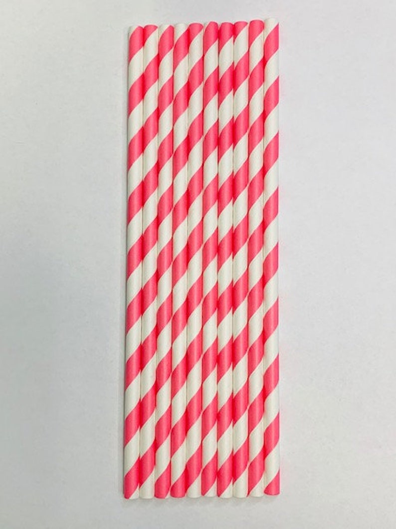 Hot Pink Paper Straw Drinking Straws Party Straw image 1