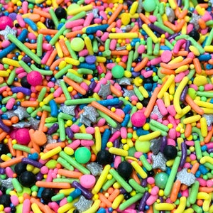 Neon 90&#39;s ~ Retro Sprinkles ~ Glow in the Dark ~ Cupcake Sprinkles ~ Cake Sprinkles