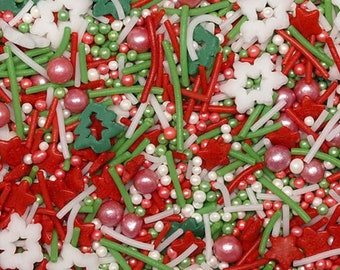 All Natural Sprinkles ~ Christmas Carol ~Red White Green Sprinkles ~ Natural Sprinkle Mix ~ Nut Free ~ Gluten Free ~ Vegan ~ All Natural