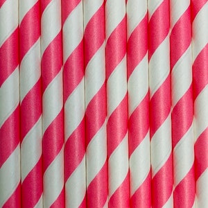 Hot Pink Paper Straw Drinking Straws Party Straw image 2