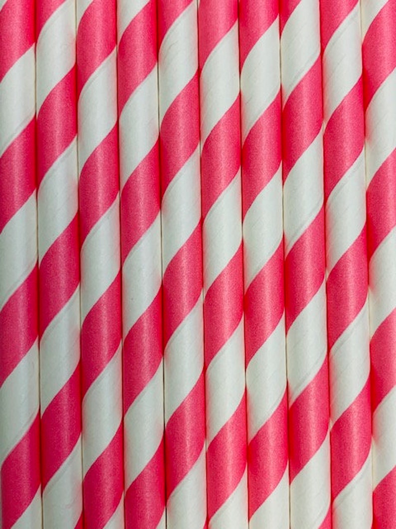 Hot Pink Paper Straw Drinking Straws Party Straw image 2