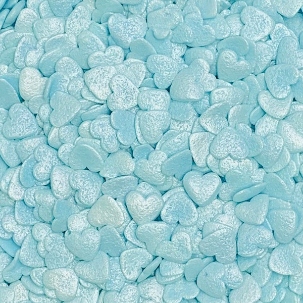 Heart Sprinkles ~ Light Blue Pearl Hearts ~ Edible Confetti ~ Candy Hearts Sprinkles