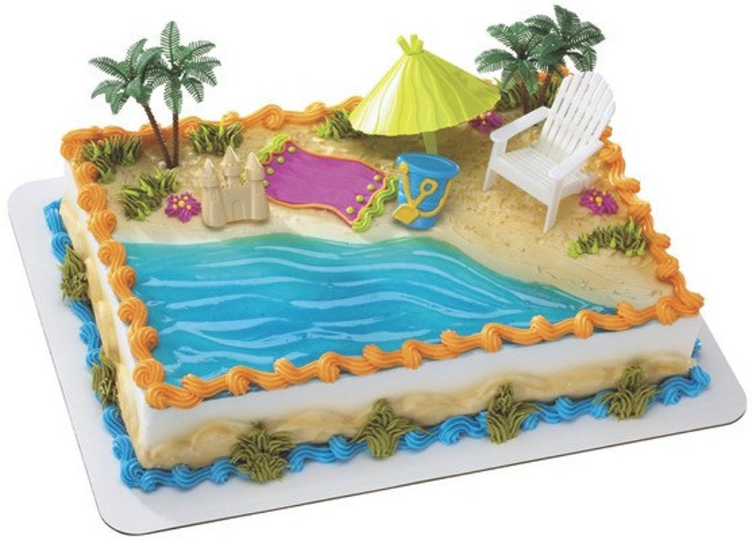 Beach Chair Umbrella Cake Topper Set 6 Piece Set Etsy