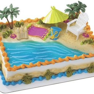 Beach Chair Umbrella  Cake Topper Set (6 piece set)