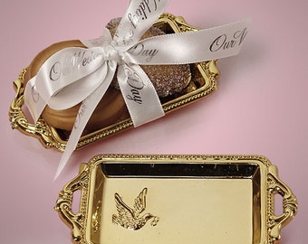 Mini Gold Rectangle Plate ~ Cake Pop ~ Chocolate ~ Dessert ~ Wedding Favor ~ Shower Favor ~ Party Favor ~ Set of 12