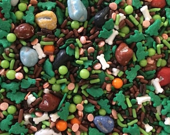 Dinosaur Sprinkles ~ Dinosaur cupcakes ~ Dinosaur Party ~ Candy bones ~ Chocolate Rocks