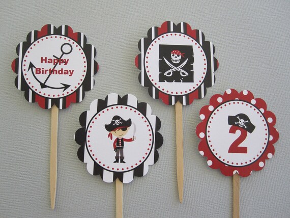 12 Pirate Cupcake Toppers Personalized by DK DeleKtables 12 Pirate Cupcake Toppers Personalized by DK DeleKtables