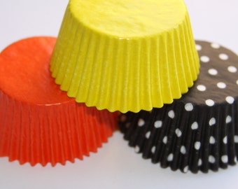 Orange Yellow Black Standard or Mini Cupcake Baking Liners