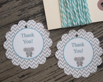 Elephant Tags ~ Thank You Tags ~ Baby Shower ~ Favor Tags