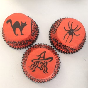 Halloween Cupcake Baking Liners Witch Black Cat Spider Set of 50 image 1