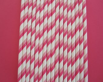 Hot Pink & Pink straws ~ Double Striped Straws ~ Paper Straws ~ Drinking Straws ~ Cocktail Straws