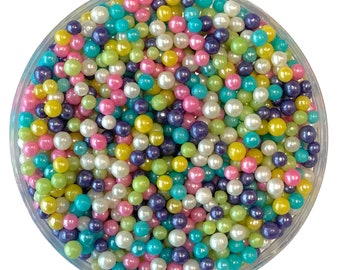 Rainbow Pearl Sprinkles ~ Pastel Pearl Beads ~ 4mm ~ Sugar Pearls ~ Edible Sugar Pearls