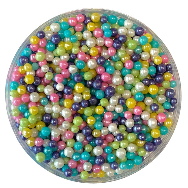 Rainbow Pearl Sprinkles ~ Pastel Pearl Beads ~ 4mm ~ Sugar Pearls ~ Edible Sugar Pearls