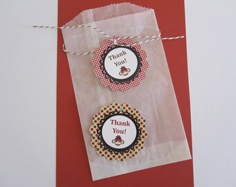 Thank You Tags ~ Sock Monkey ~ Gift Tags ~ Favor Tags ~ Set of 12