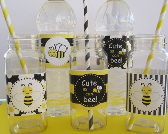 Bee Water Bottle Wrappers ~ Baby Shower ~ Bee Shower